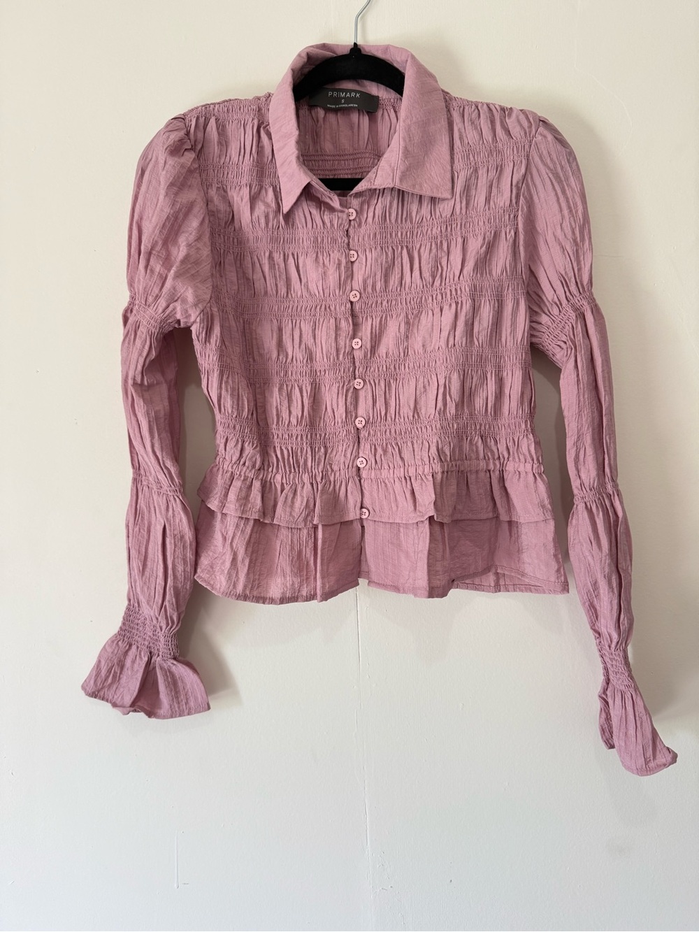 Primark Dusty Pink Smocked Button-Front Blouse
